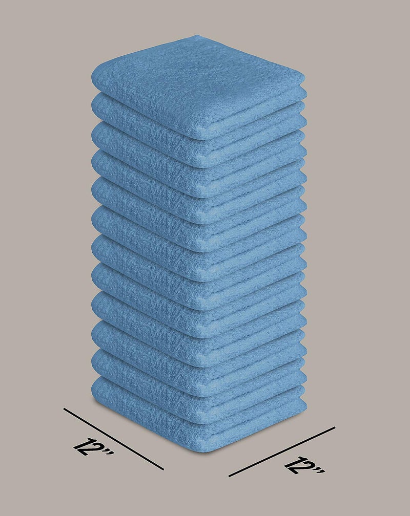 Softolle 100% Cotton Ring Spun Wash Cloths - Bulk Pack of Washcloths - 12x12 Inches - Wash Cloth for Face, Highly Absorbent, Soft and Face Towels (Sky Blue, 24 Pack) - Image 3